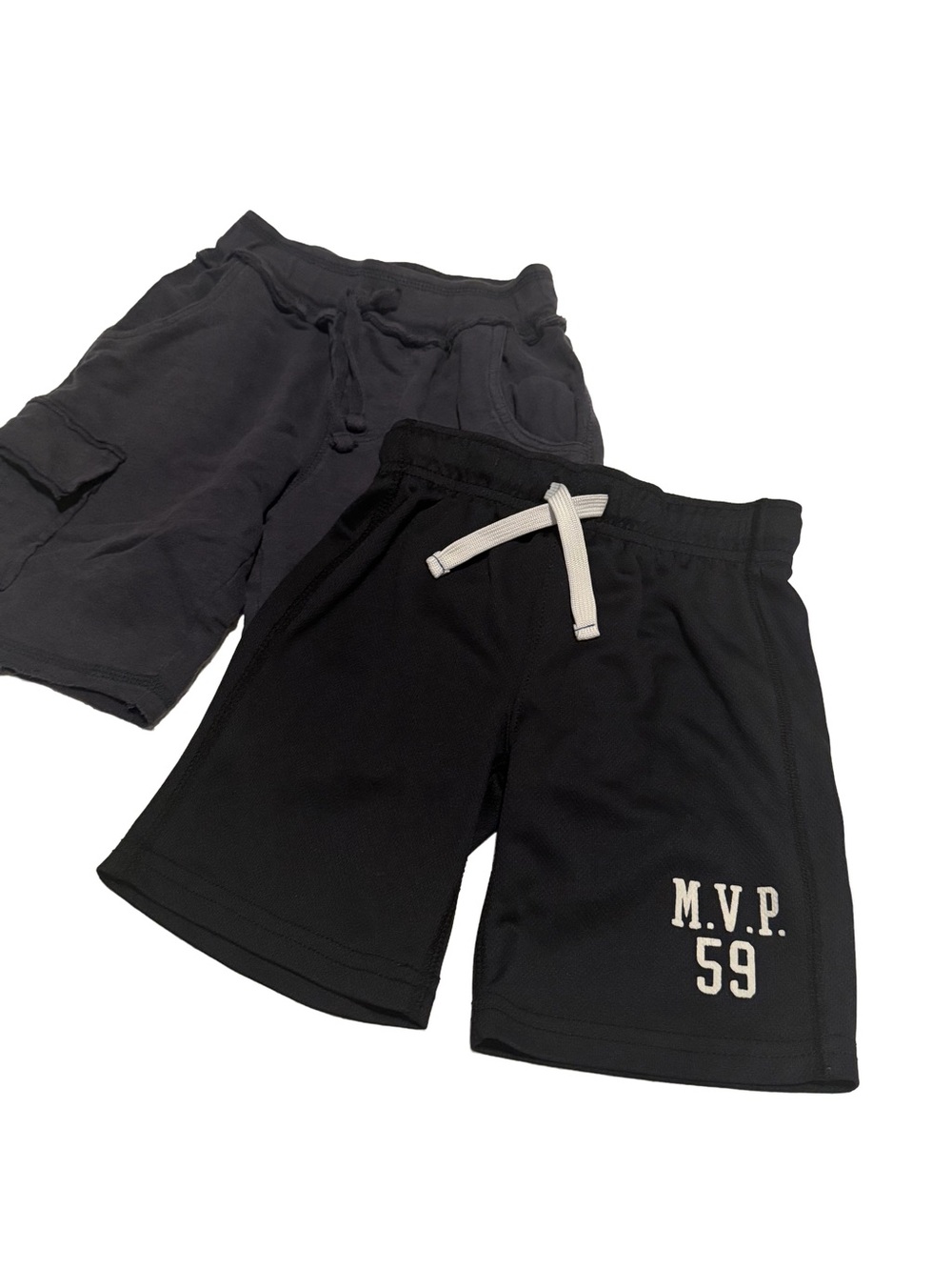 2 pair of kids shorts - Carter's black mvp 59 and Mish Boys 100% cotton gray